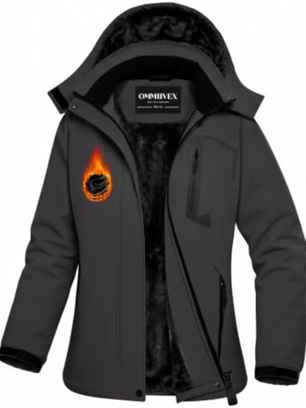 Women Winter Coat Waterproof Windbreaker Ski Jacket Rabbit Fur Lined